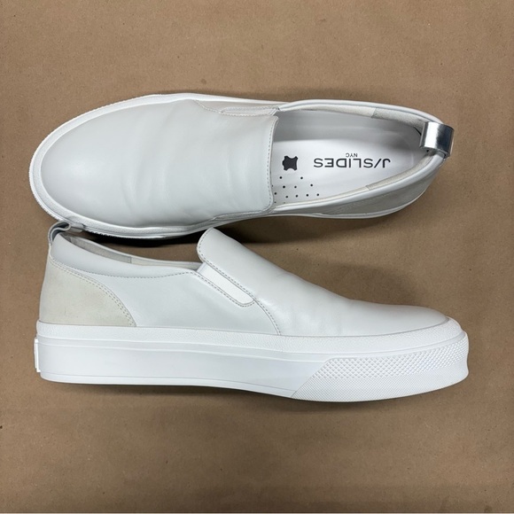 J Slides Shoes - J Slides GIA, White Leather Shoes, J Slides Slip Ons Size 10 NWOT